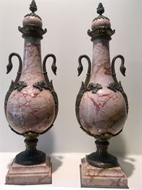 Pair of marble urns