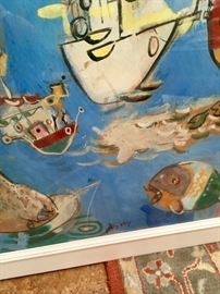 Israeli artist Nahum Gutman. ‘Port of Yafoo’ Goash, signed 