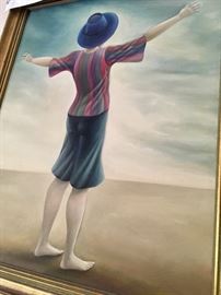 Israeli painter, Paul Kor ‘Boy with Sky’ signed 