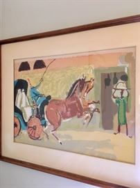 Listed Israeli artist, Nahum Gutman. 
Signed. ’Carage Water’ 1950s era