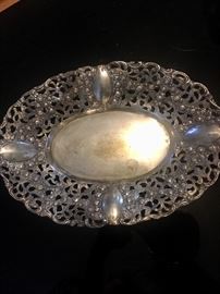  antique silver reticulated dish