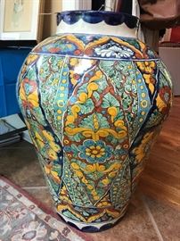 Large Mexican painted ceramic planter 2’ x 3’