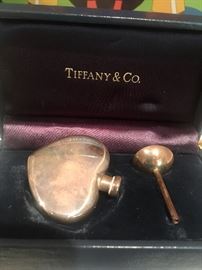 sterling heart shape perfume container by Tiffany