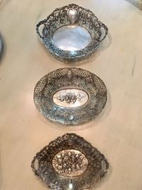 Several Hazorfim silver  reticulated trays
