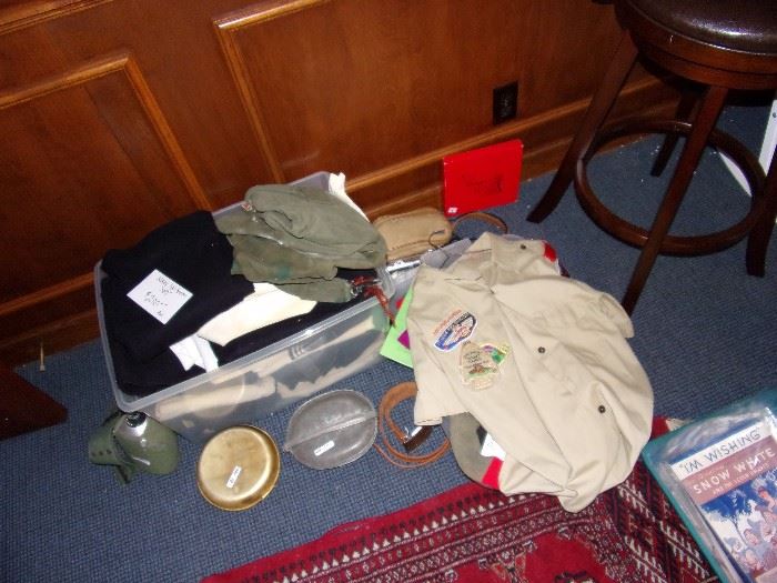 Boy Scout and WW2 uniform items