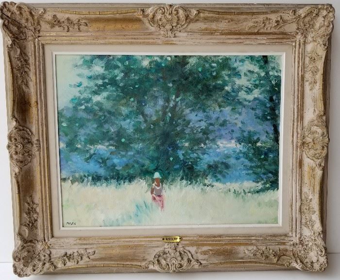 Meadow Oil: One of Four Frederick McDuff French Impressionist Subject Paintings from a DuPont Circle, Washington, DC Socialite.