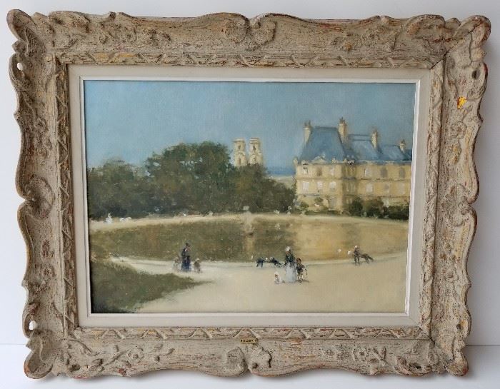 Tuileries, Paris, France: One of Four Frederick McDuff French Impressionist Subject Paintings from a DuPont Circle, Washington, DC Socialite.