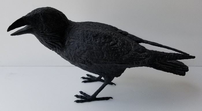 Large Jim Eppler Black Patinated Bronze Raven Animalier Bird Sculpture
