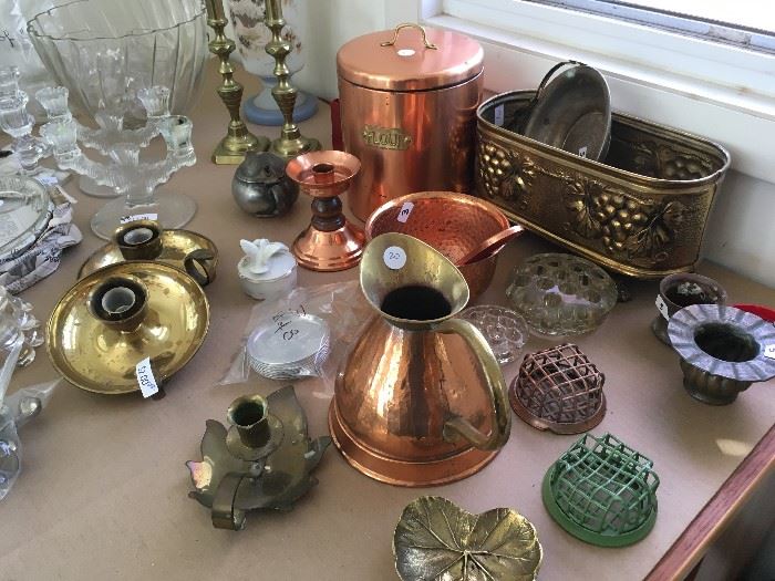 copper, brass, floral frogs