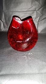 red crackle glass vase