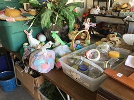 Easter devor, tub of flowers, tub of jars