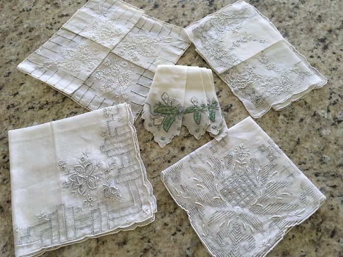 A sample of the antique linen handkerchiefs.