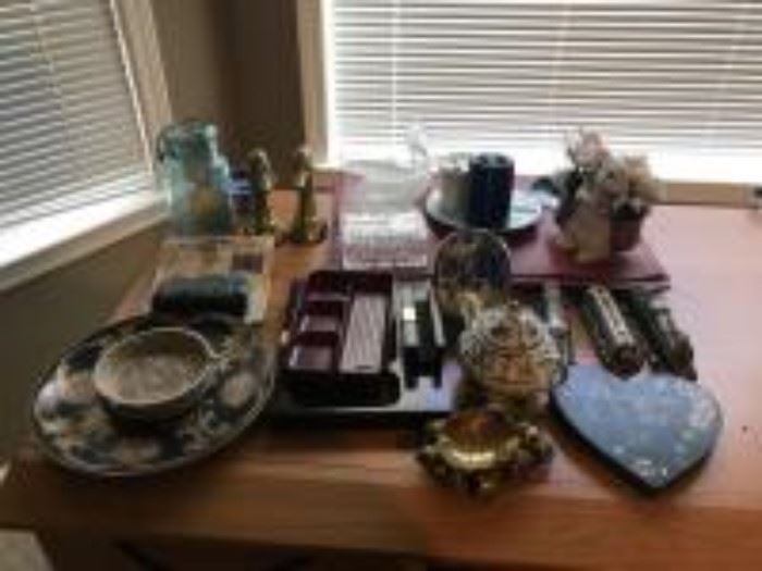 Lot of antique items and placemats