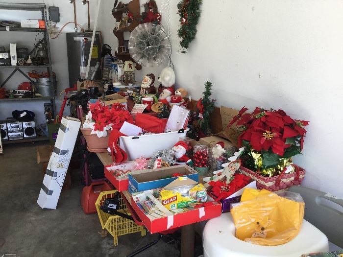 Christmas decor in garage