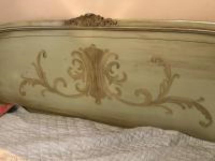 antique painted double bed