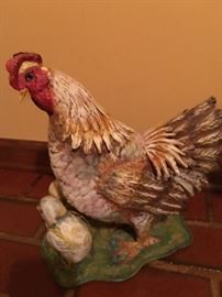 Large Metal Hen with its Chicks