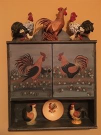 Sweet Little Cabinet Surrounded by Roosters