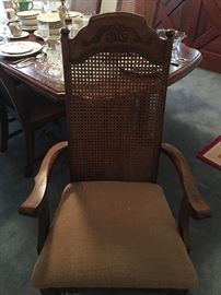 Formal Dining Room Table with 6 Matching Cane Back Chairs