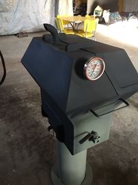 Handmade Iron Plate BarBQue Pit with Vent & Adjustment Lever & Tel Tru Thermometer on Outside