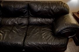 Black leather sofa, loveseat and chair (recliner not pictured)