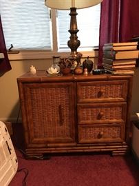 One of two nightstands, part of a five piece set made by South Pacific. Quality materials/well built!