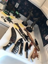 Some knives, and cast iron collectible pieces!