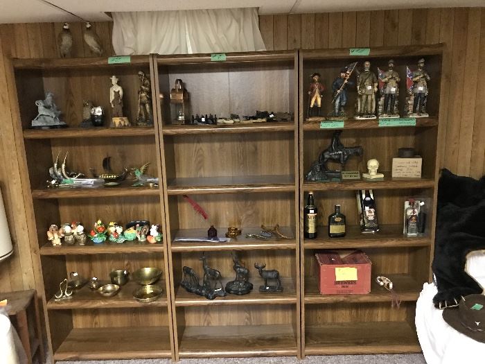 Vintage salt and pepper collection. Some pieces date back to 1930’s.
Vintage Whiskey Decanters, variety of brass items.