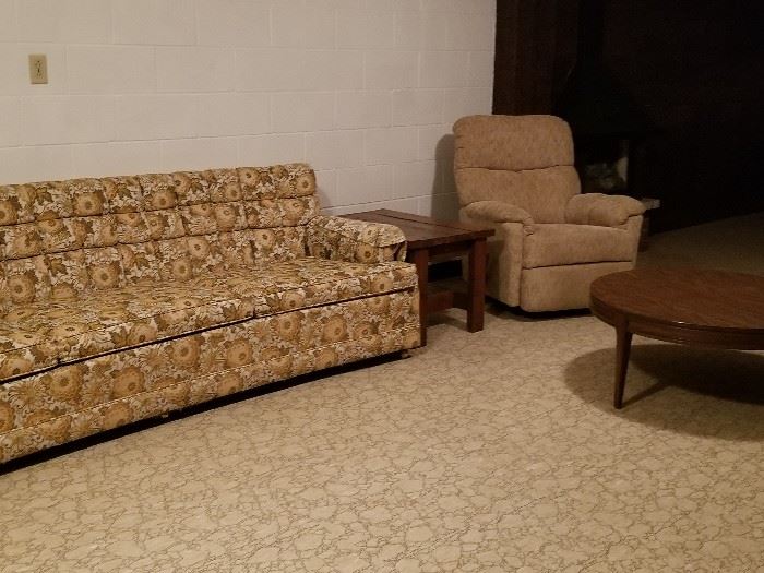 sofa, recliner, end table, coffee table