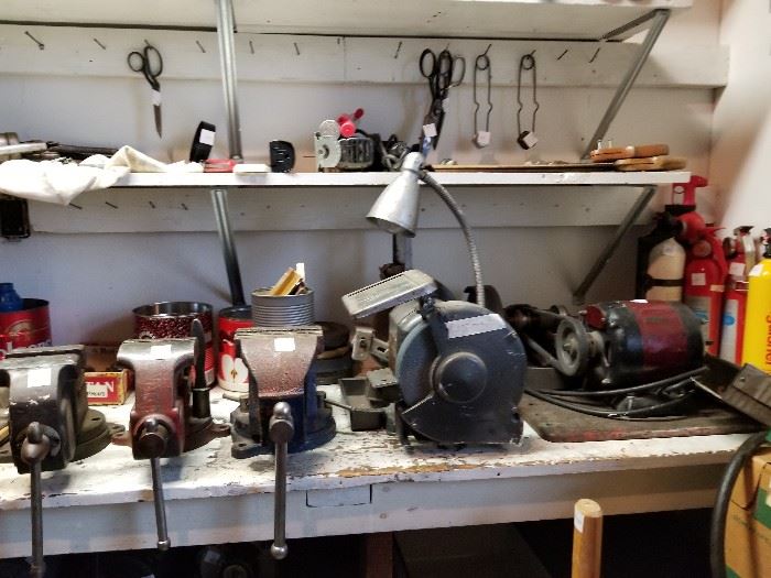 vices, grinder, tools