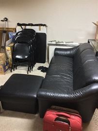 Leather sofa and ottaman