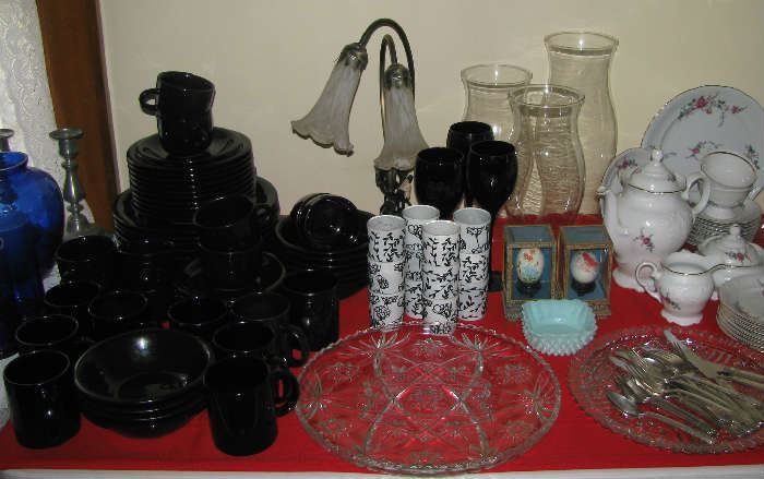 Some of the china and glassware