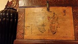antique chinese box, old, broken, sold as is, displays beautifully