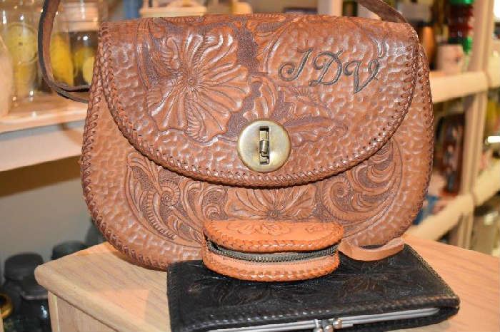 hand Tooled Leather Purse Wallet Change Purse