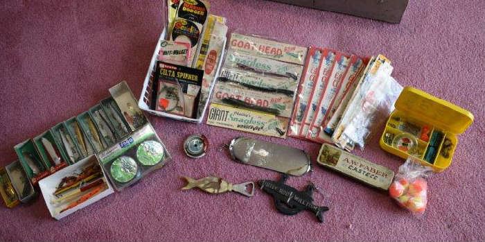 Vintage Fishing Novelty Items, Fishing Lures in Boxes