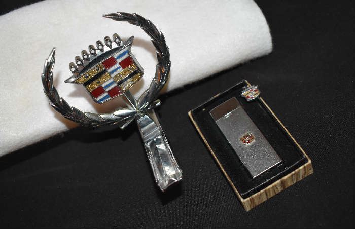 Cadillac Car Hood Ornament, Barlow Cadillac Lighter, Cadillac Dash Emblem