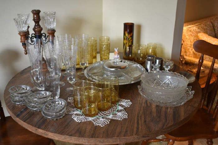 Lazy Susan Glassware, Vintage Glasses, Bowl, Coasters, Cigarette Holders