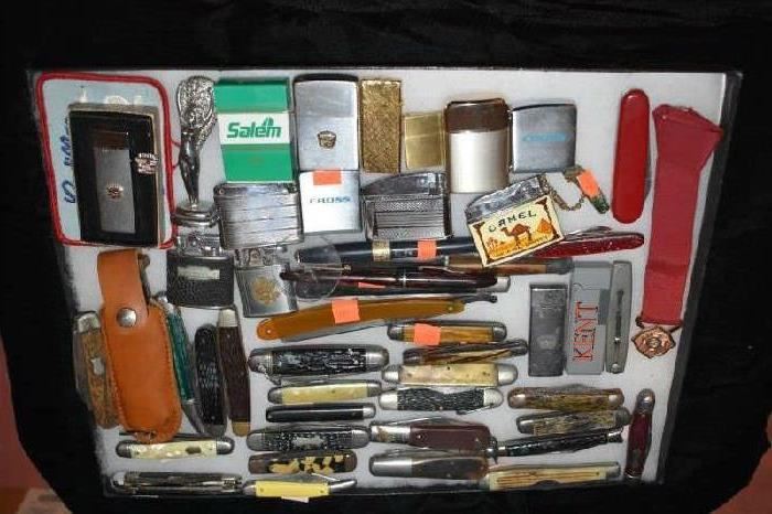 Vintage Ink Pens, Lighters, Zippo, Razor Knife,  Barlow Knives, Imperial Knives