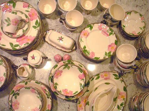 Franscian Dessert Rose China....perfect for spring dinner on the patio.