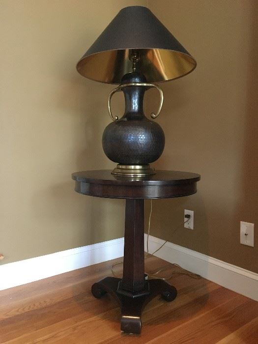 Round Pedestal Lamp Stand, Hand Hammered Lamp 