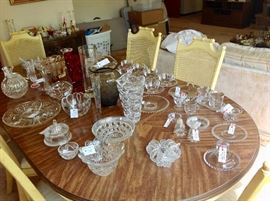 Nice Crystal. Waterford, Candlewick, Marquis. And and Oval Dining Table w/2 leaves and 6 Chairs