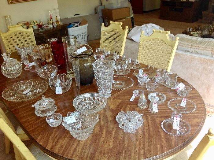 Nice Crystal.  Waterford, Candlewick, Marquis.  And and Oval Dining Table w/2 leaves and 6 Chairs