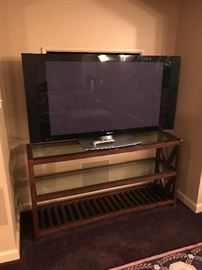 Arhaus Karma console table.. 50” pioneer TV