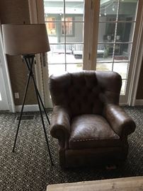 Arhaus Beacon tufted leather chair 