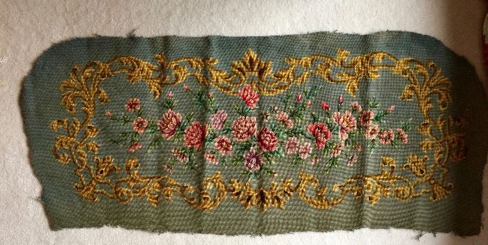 American antique needlepoint bench covering