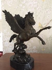 Pegasus bronze on marble base