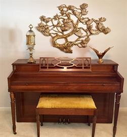 Winter piano and vintage gold Bonzi tree wall hanging