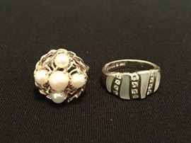 Pearl and 14K gold ring - Mother of Pearl, diamond and 14K gold ring