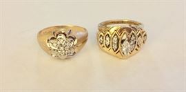 Men's 7 diamond and 10K gold ring - Marquis diamonds and 10K gold ring set