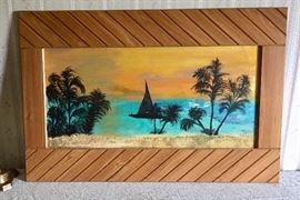 Ocean scene painted onto a mirror