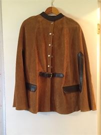 Vintage suede and leather riding cloak